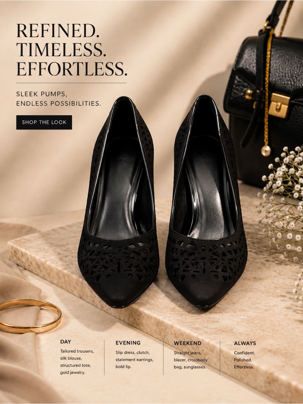BCBGeneration Black Laser-Cut Pointed Toe Pumps